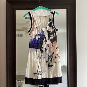 Multi-color floral sleeveless dress.